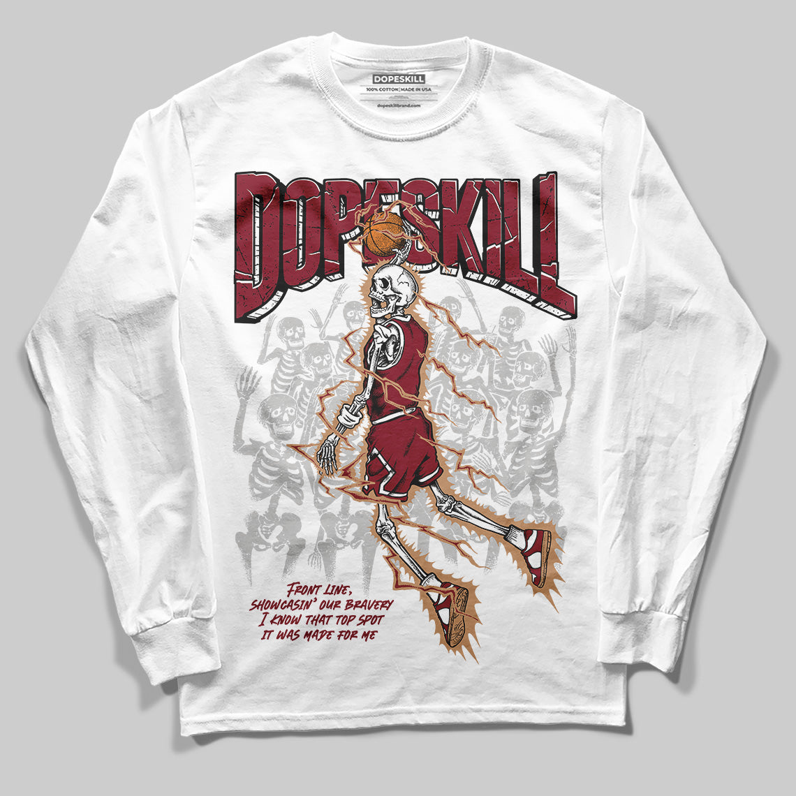 Adidas SAMBA OG ‘Collegiate Burgundy’ DopeSkill Long Sleeve T-Shirt Thunder Dunk Graphic Streetwear - White