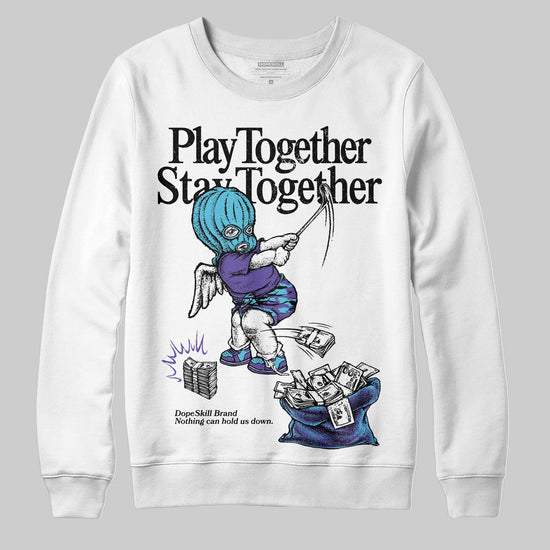 Jordan 8 Retro 'Aqua' 2025 DopeSkill Sweatshirt Play together, Stay together Graphic Streetwear - White