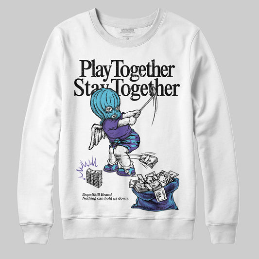 Jordan 8 Retro 'Aqua' 2025 DopeSkill Sweatshirt Play together, Stay together Graphic Streetwear - White