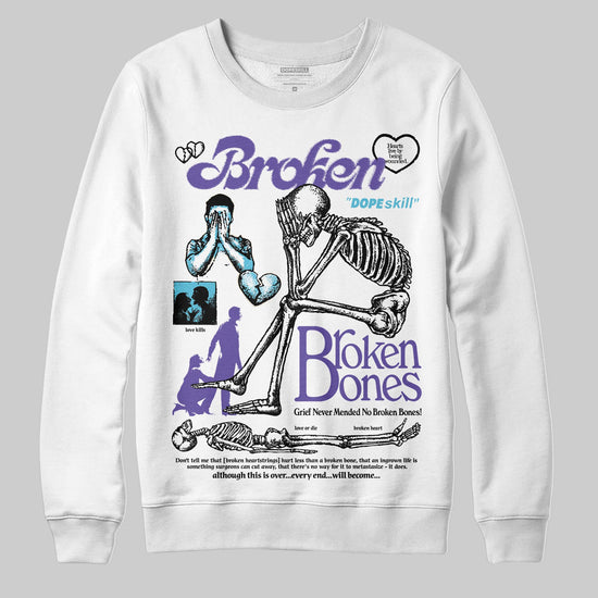 Jordan 8 Retro 'Aqua' 2025 DopeSkill Sweatshirt Broken Bones Graphic Streetwear - White