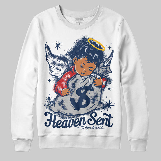 Jordan 4 SB “Summit White/Navy” DopeSkill Sweatshirt Heaven Sent Graphic Streetwear - White