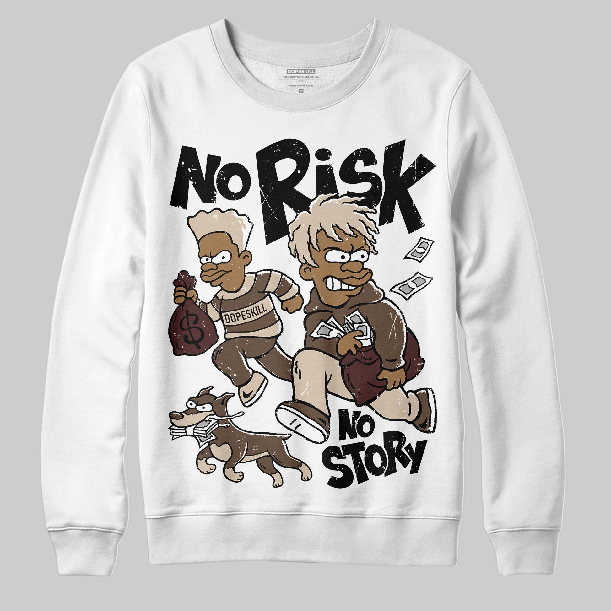 A Ma Maniére x Air Jordan 4 “Dark Mocha” DopeSkill Sweatshirt No Risk No Story Graphic Streetwear - White