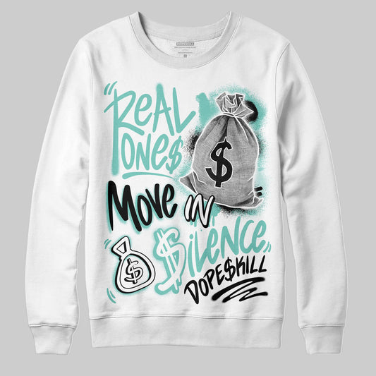 Jordan 11 Low "Igloo" DopeSkill Sweatshirt Real Ones Move In Silence Graphic Streetwear - White