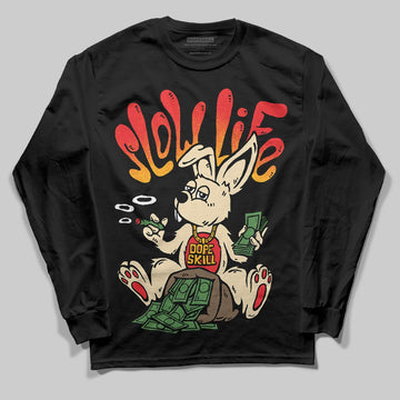 Red Sneakers DopeSkill Long Sleeve T-Shirt Slow Life Graphic Streetwear  - Black