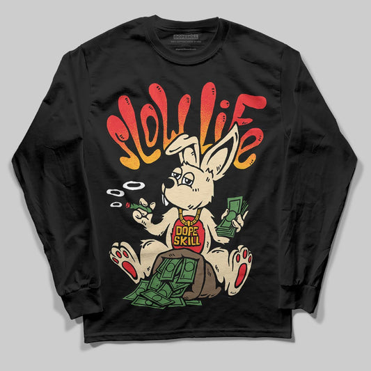 Red Sneakers DopeSkill Long Sleeve T-Shirt Slow Life Graphic Streetwear  - Black
