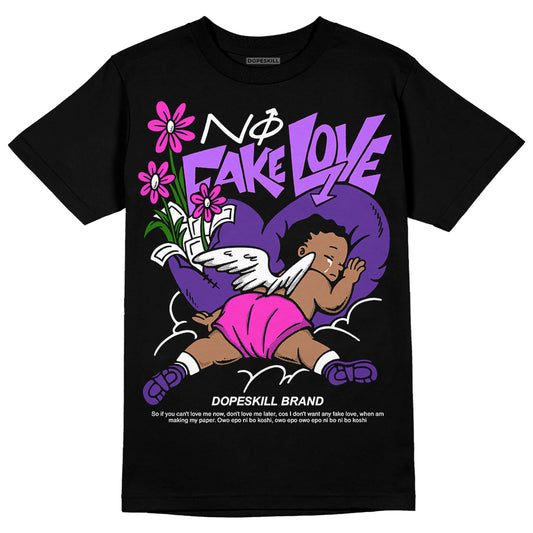 PURPLE Sneakers DopeSkill T-Shirt No Fake Love Graphic Streetwear - Black