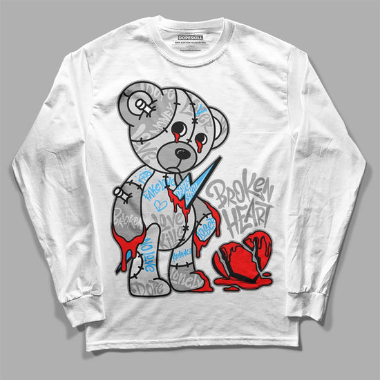 Dunk Low ‘Pure Platinum’ DopeSkill Long Sleeve T-Shirt Broken Heart Graphic Streetwear - White