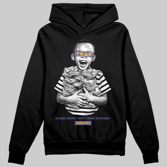Jordan 4 Retro Lakers DopeSkill Hoodie Sweatshirt Scared Money Don't Make No Money Graphic Streetwear - Black