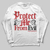 Jordan 12 Retro Flu Game (2025) DopeSkill Long Sleeve T-Shirt Protect Me From Evil Graphic Streetwear - White