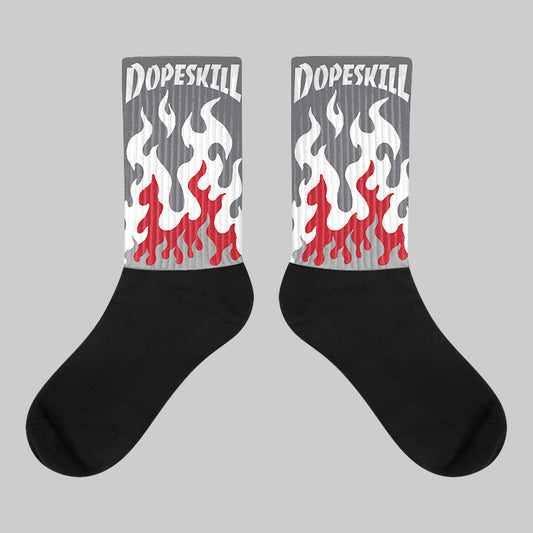 Cement Grey 3s DopeSkill Sublimated Socks FIRE Graphic