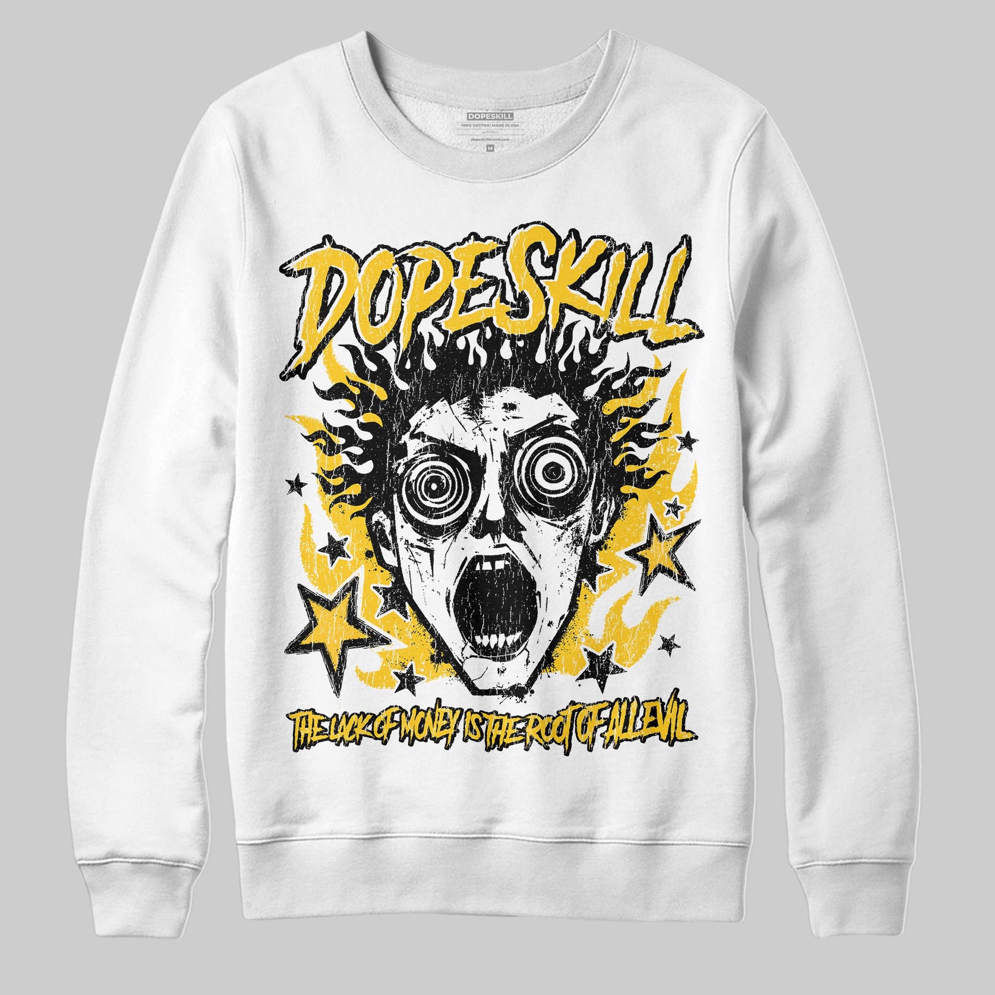 Yellow Sneakers DopeSkill Sweatshirt Root of Evil Graphic Streetwear - White