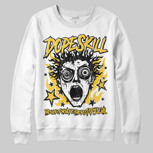 Yellow Sneakers DopeSkill Sweatshirt Root of Evil Graphic Streetwear - White