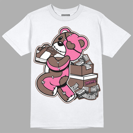 Dunk Low Smokey Mauve Playful Pink DopeSkill T-Shirt Bear Steals Sneaker Graphic Streetwear - White 