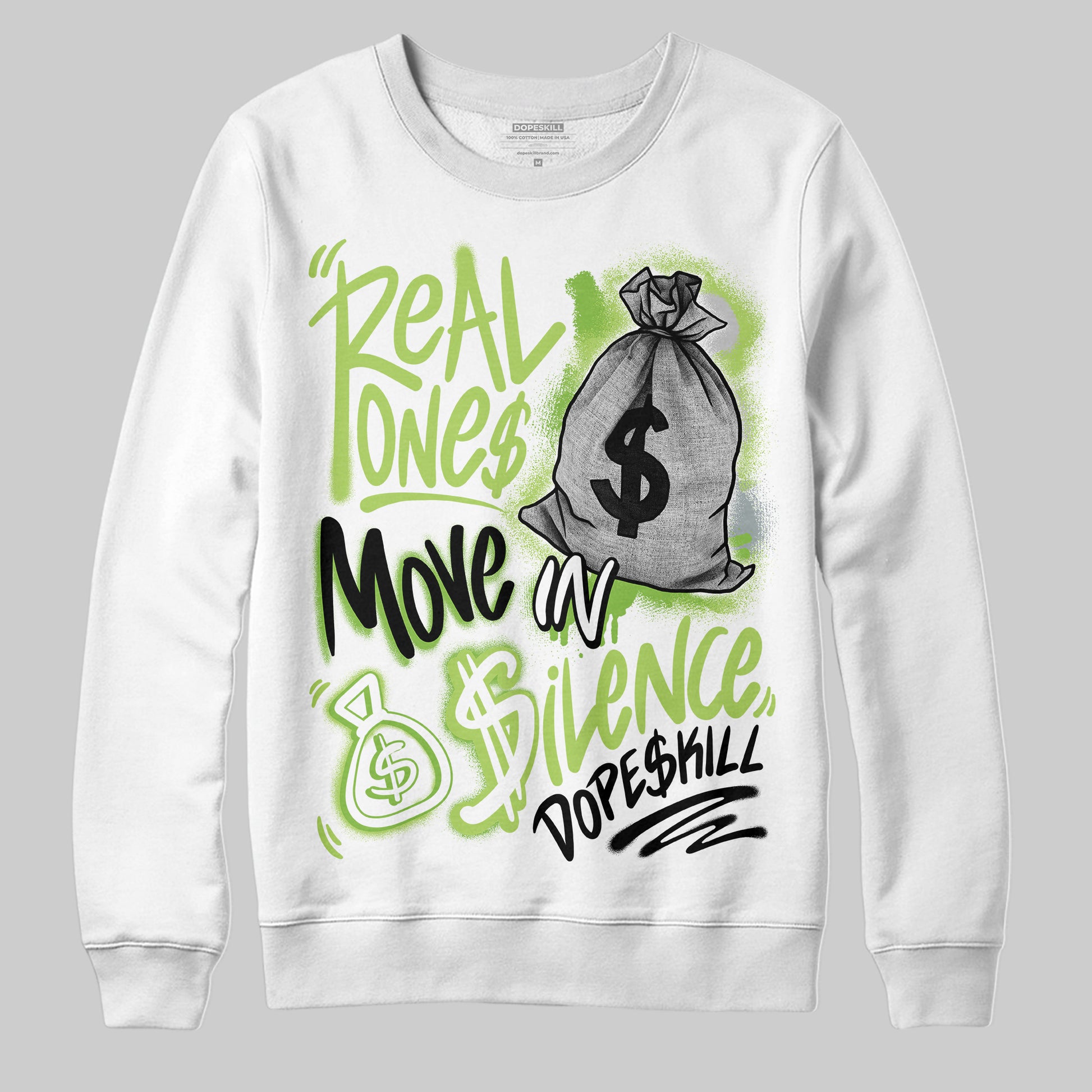 Air Max 95 Big Bubble Neon Yellow DopeSkill Sweatshirt Real Ones Move In Silence Graphic Streetwear - White