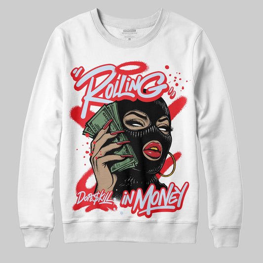 Jordan 11 Retro Cherry DopeSkill Sweatshirt Rolling in Money Graphic Streetwear - White 