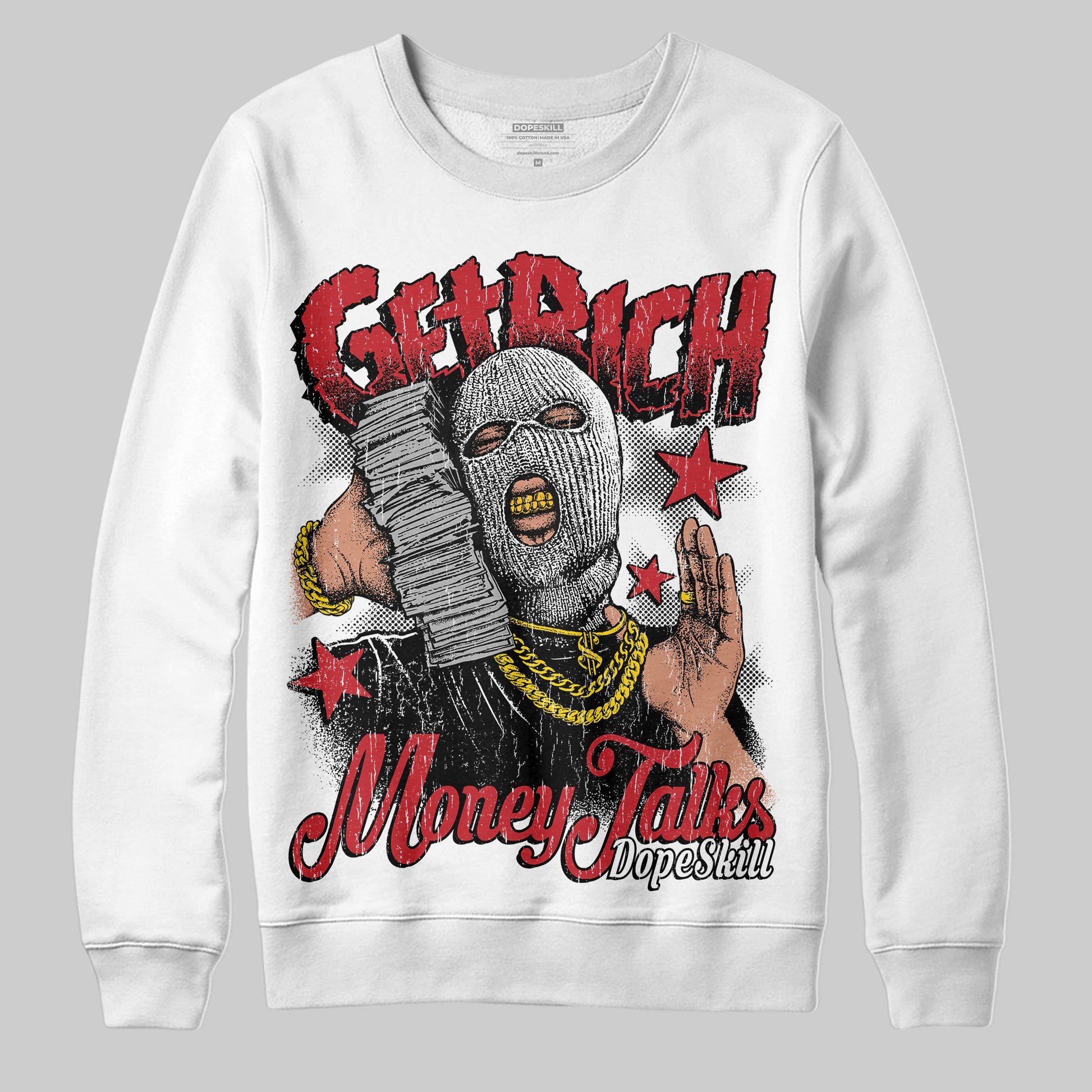 Jordan 11 Retro Low Bred (2025) DopeSkill Sweatshirt Get Rich Graphic Streetwear - White 