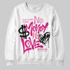 Rick Owens Pink Leather Low Sneakers DopeSkill Sweatshirt No Money No Love Typo Graphic Streetwear - White