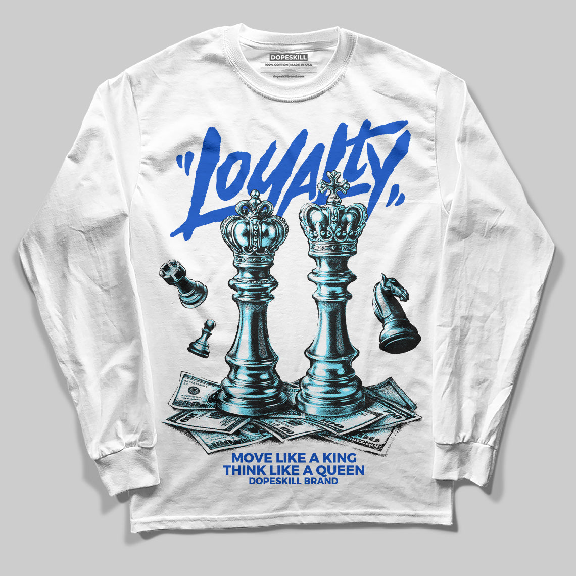 Royal Blue Sneakers DopeSkill Long Sleeve T-Shirt Loyalty Graphic Streetwear - White 