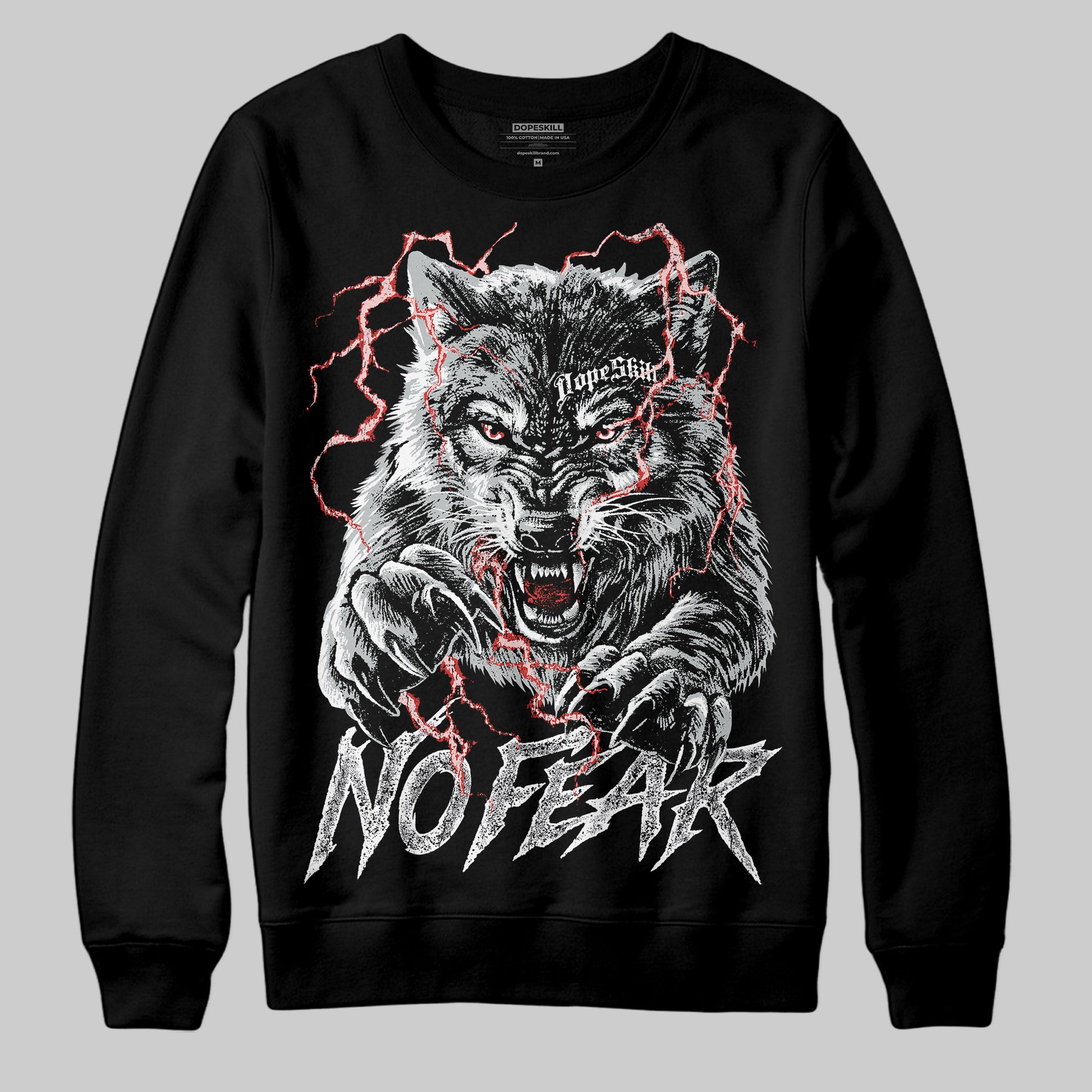 Jordan 12 Black Wolf Grey DopeSkill Sweatshirt No Fear Graphic Streetwear - black