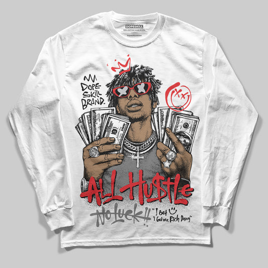 Grey Sneakers DopeSkill Long Sleeve T-Shirt All Hustle No Luck Graphic Streetwear - White