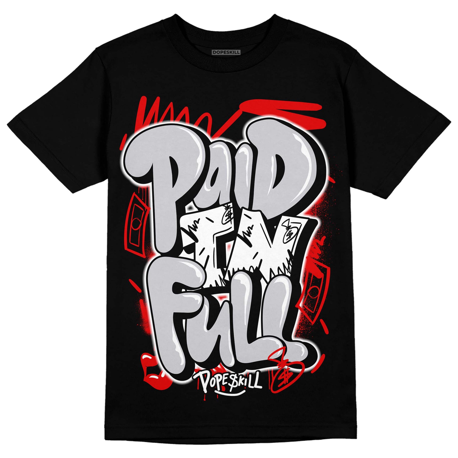 Jordan 2 Retro "Black Cement" DopeSkill T-Shirt New Paid In Full Graphic Streetwear - Black