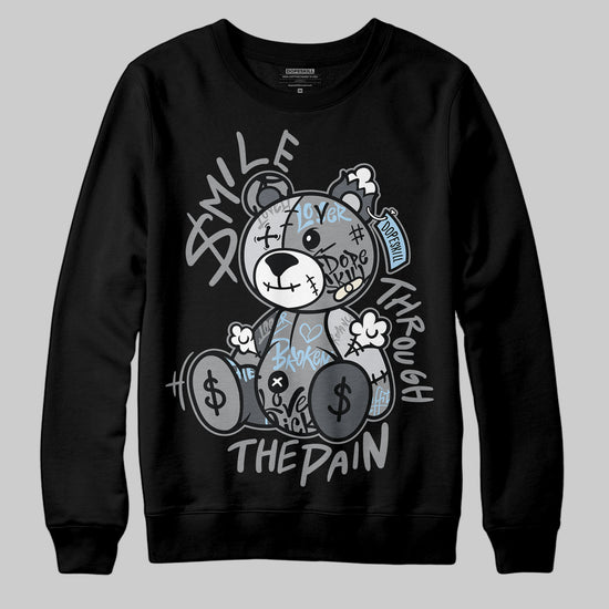 Jordan 5 Retro Wolf Grey (2026) DopeSkill Sweatshirt Smile Through The Pain Graphic Streetwear - Black