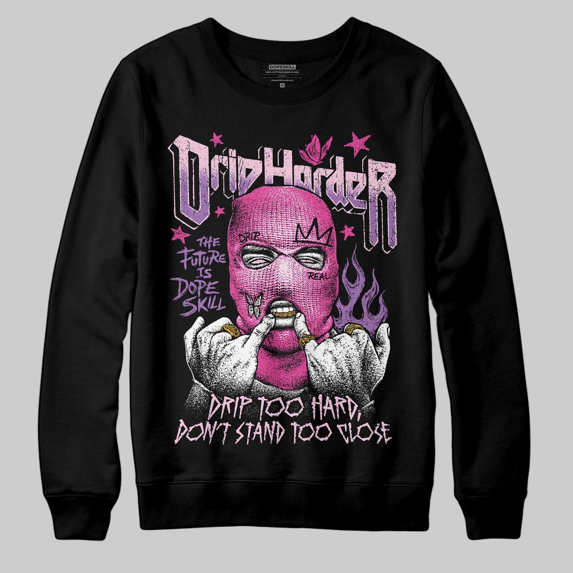 Pink Sneakers DopeSkill Sweatshirt Drip Harder Graphic Streetwear - Black