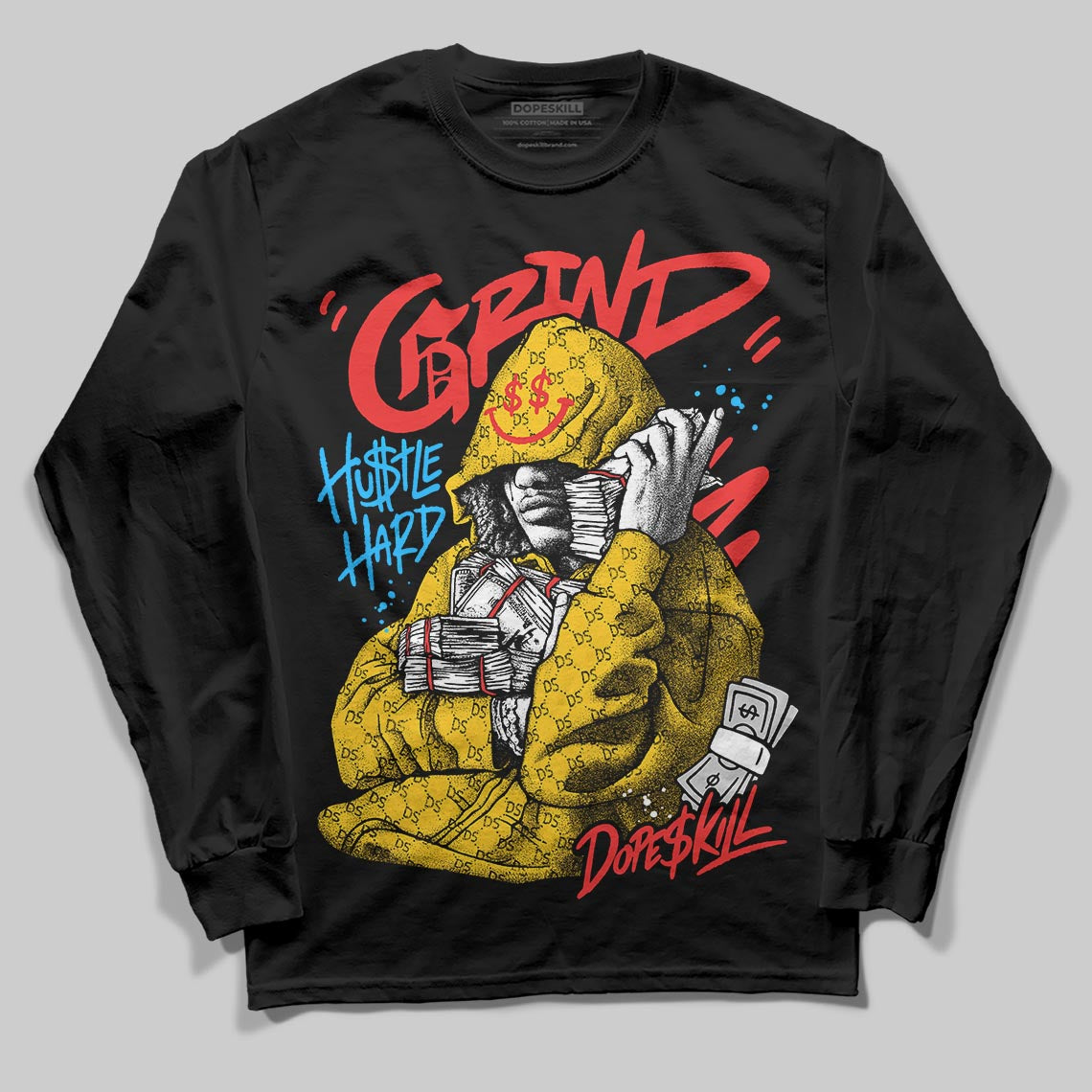 Yellow Sneakers DopeSkill Long Sleeve T-Shirt Grind Pray Graphic Streetwear - Black