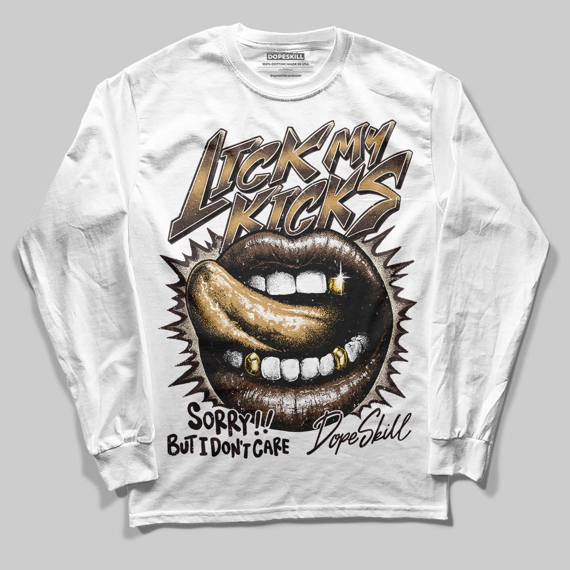 Jordan 5 “Earth/Metallic Gold” DopeSkill Long Sleeve T-Shirt Lick My Kicks Graphic Streetwear - White