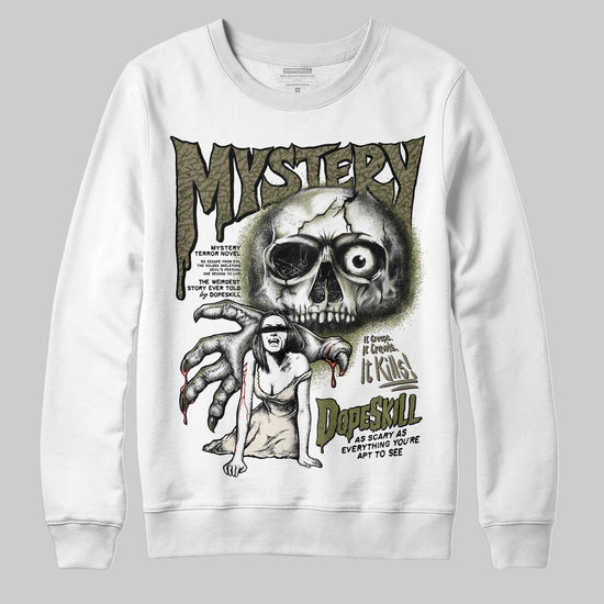 Jordan 3 “Medium Olive” aka “Family Affair” DopeSkill Sweatshirt Mystery Ghostly Grasp Graphic Streetwear - White