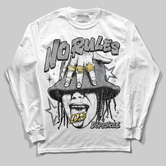 Jordan 5 Retro Wolf Grey (2026) DopeSkill Long Sleeve T-Shirt No Rules Graphic Streetwear - White