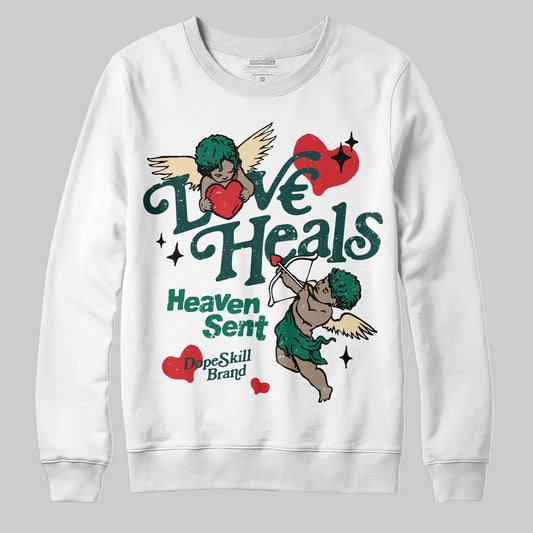 Jordan 4 Retro Oxidized Green DopeSkill Sweatshirt New Love Heals Graphic Streetwear - White