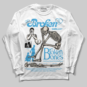 Jordan 1 High OG “UNC” Reimagined DopeSkill Long Sleeve T-Shirt Broken Bones Graphic Streetwear - White