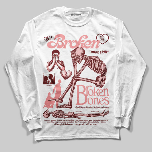 Jordan 3 Retro Valentine's Day Treat Yourself (2025) DopeSkill Long Sleeve T-Shirt Broken Bones Graphic Streetwear - White