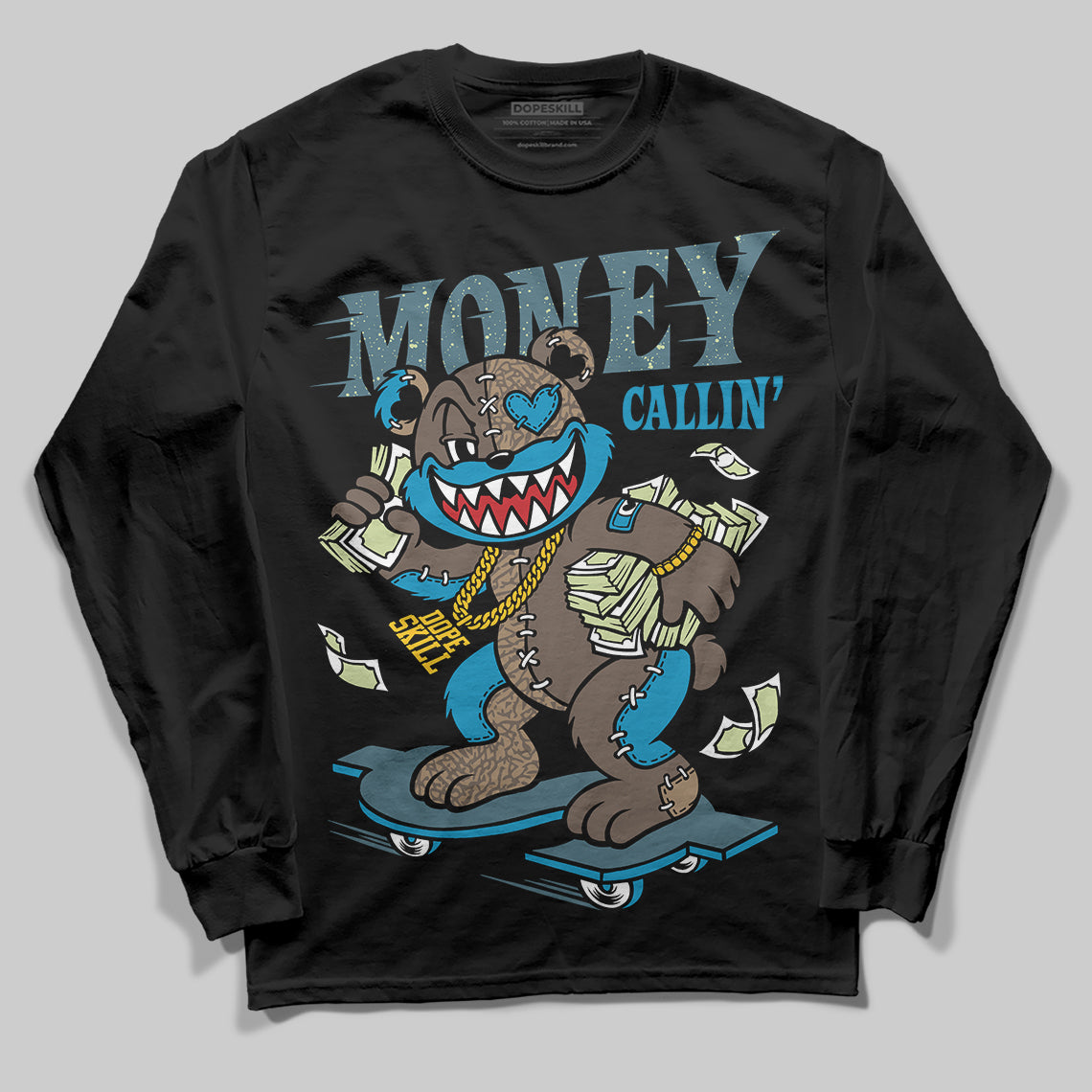 Jordan 3 GS “We Outside” DopeSkill Long Sleeve T-Shirt Money Callin' Graphic Streetwear - Black