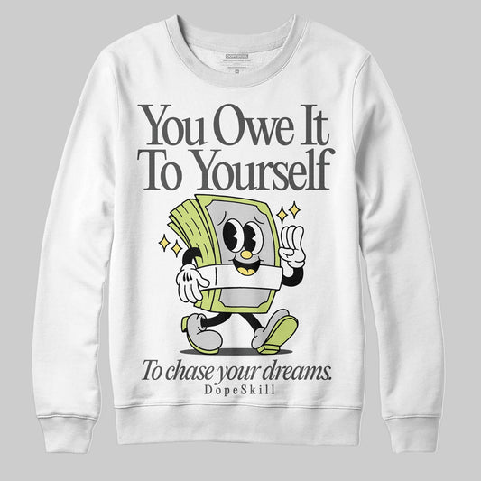 Jordan 4 GS “Light Lemon Twist” DopeSkill Sweatshirt Owe It To Yourself Graphic Streetwear - White