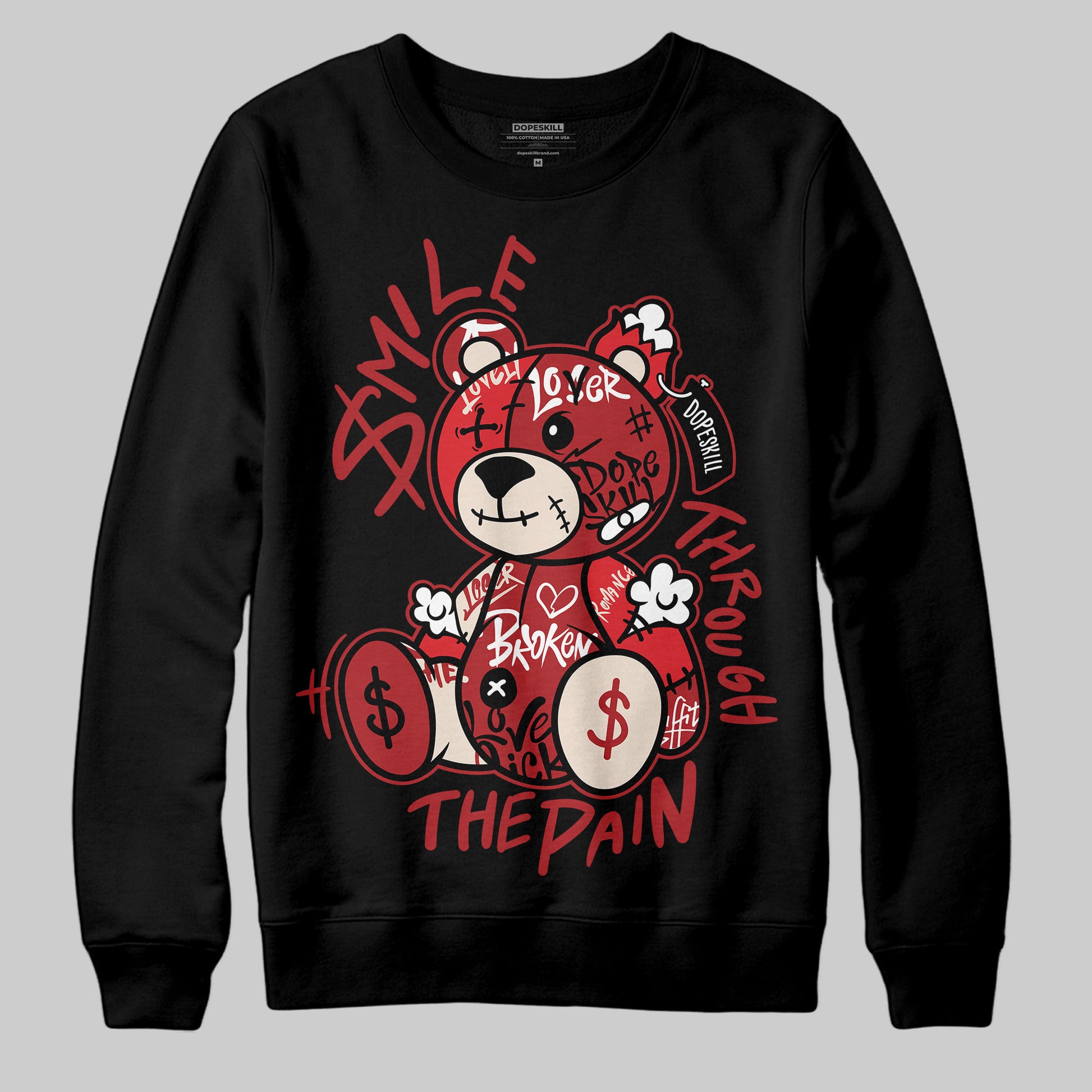 Adidas Samba OG ‘Talchum Pack ‑ Scarlet’ DopeSkill Sweatshirt Smile Through The Pain Graphic Streetwear - Black