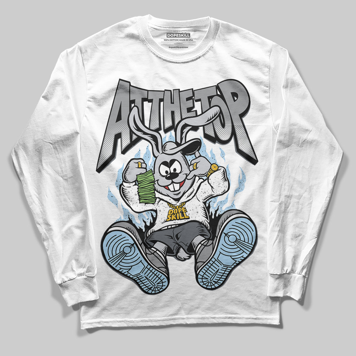 Jordan 5 Retro Wolf Grey (2026) DopeSkill Long Sleeve T-Shirt At The Top Graphic Streetwear - White