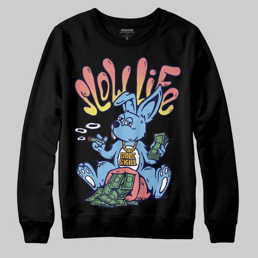 University Blue Sneakers DopeSkill Sweatshirt Slow Life Graphic Streetwear - Black