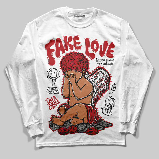 Jordan 12 Retro Flu Game (2025) DopeSkill Long Sleeve T-Shirt False Love Graphic Streetwear - White