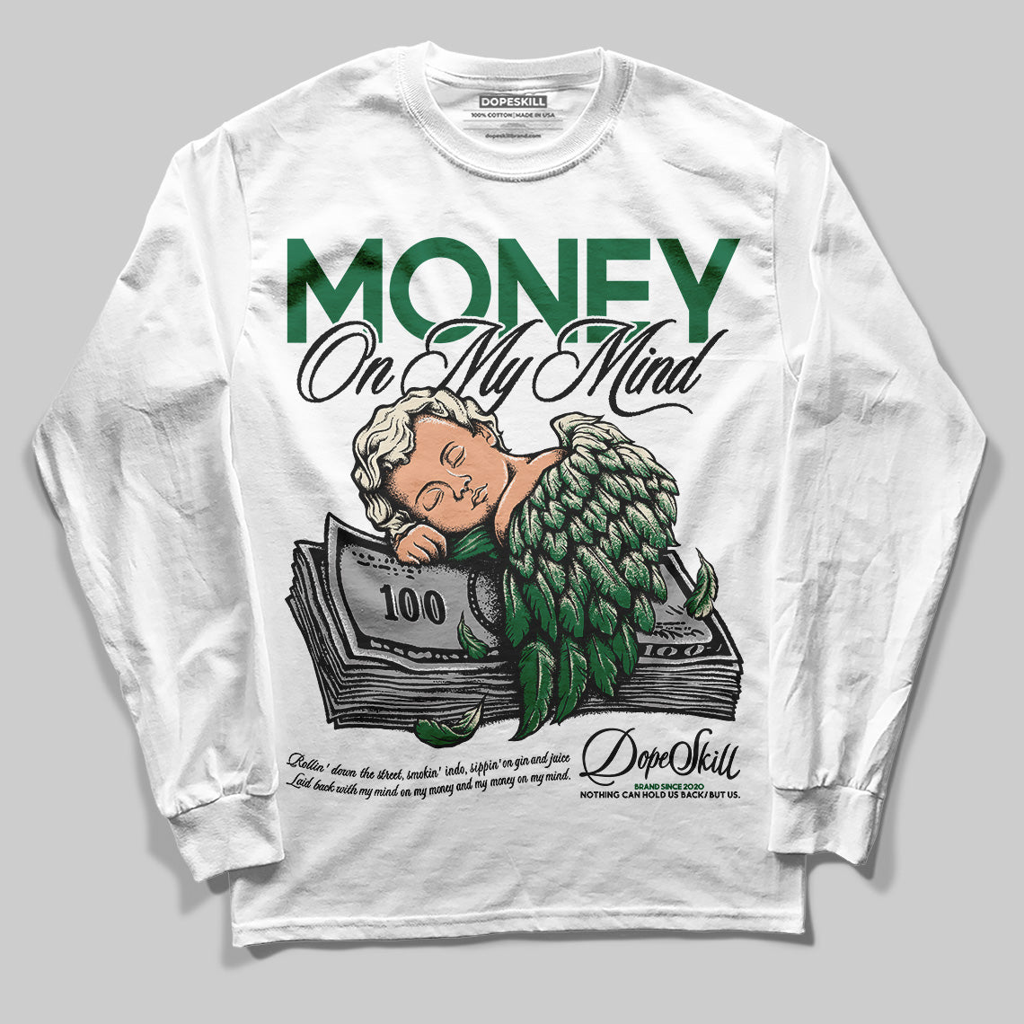 Jordan 13 GS “Pine Green” DopeSkill Long Sleeve T-Shirt MOMM Graphic Streetwear - White