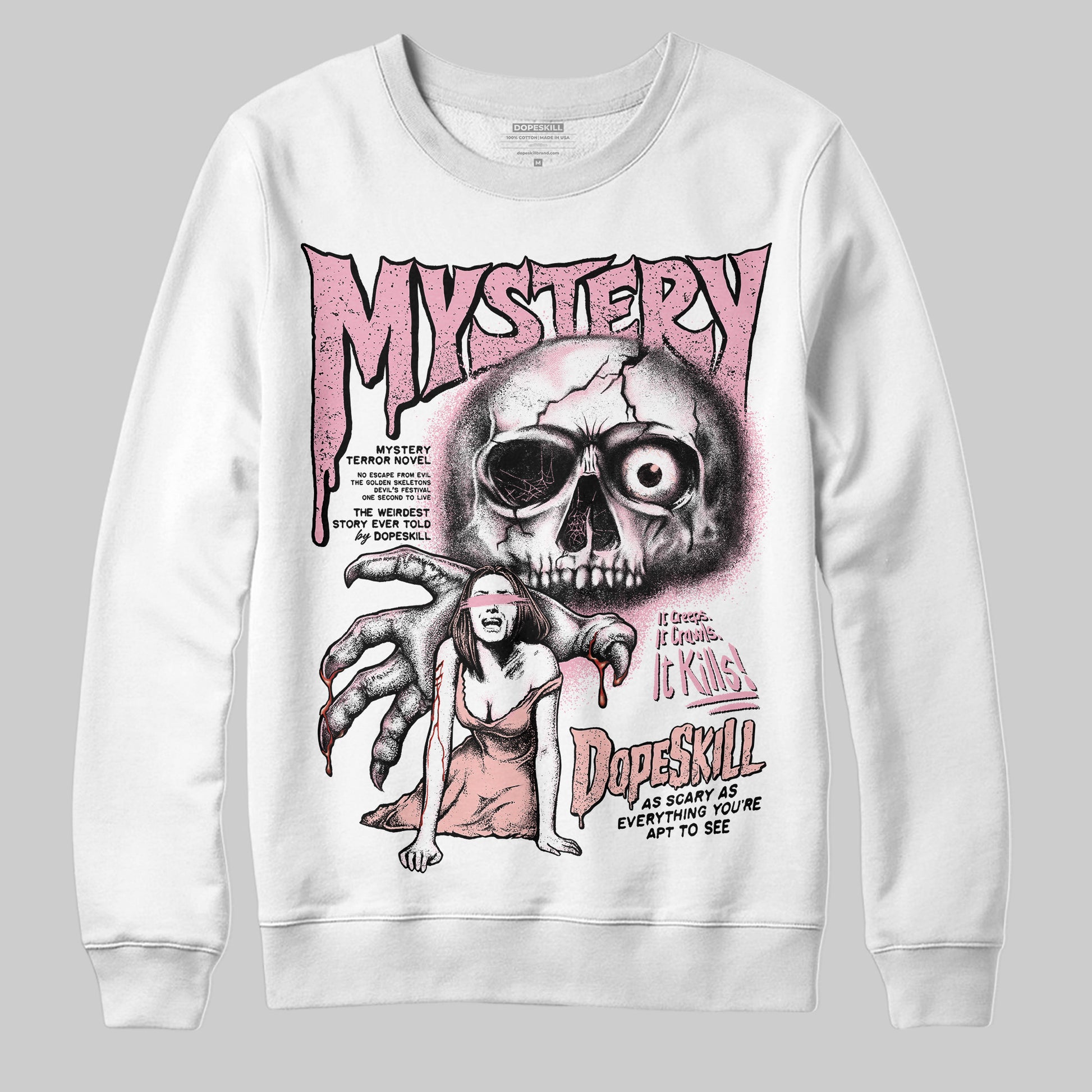 AMIRI White & Pink Stars Court Sneakers DopeSkill Sweatshirt Mystery Ghostly Grasp Graphic Streetwear - White