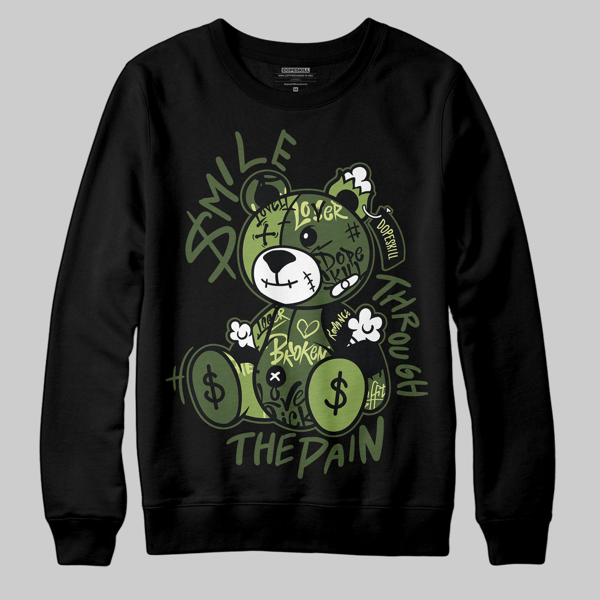 Foamposite Pro 'Pine Green' DopeSkill Sweatshirt Smile Through The Pain Graphic Streetwear - Black