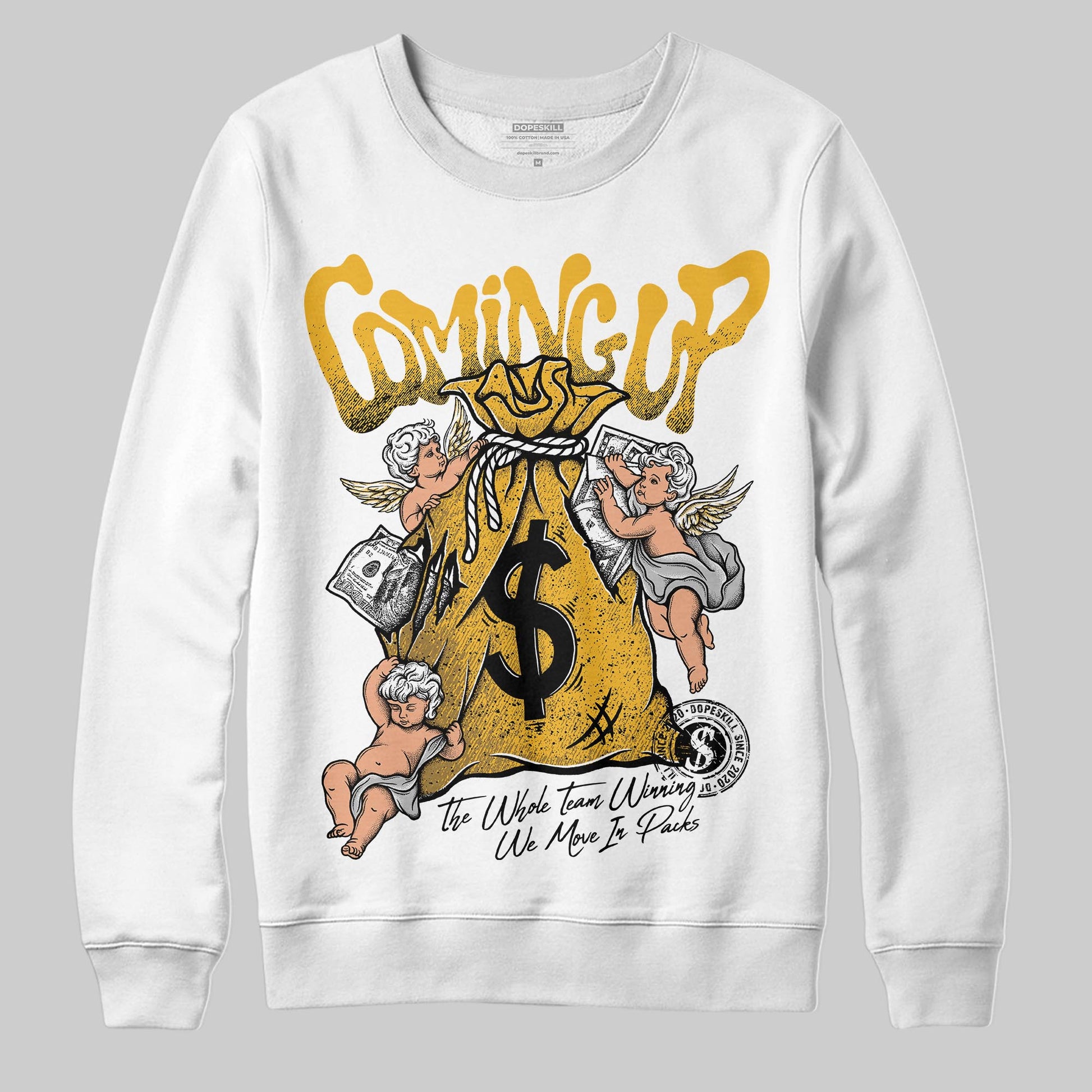 Jordan 5 'Tokyo' DopeSkill Sweatshirt Money Bag Coming Up Graphic Streetwear - White