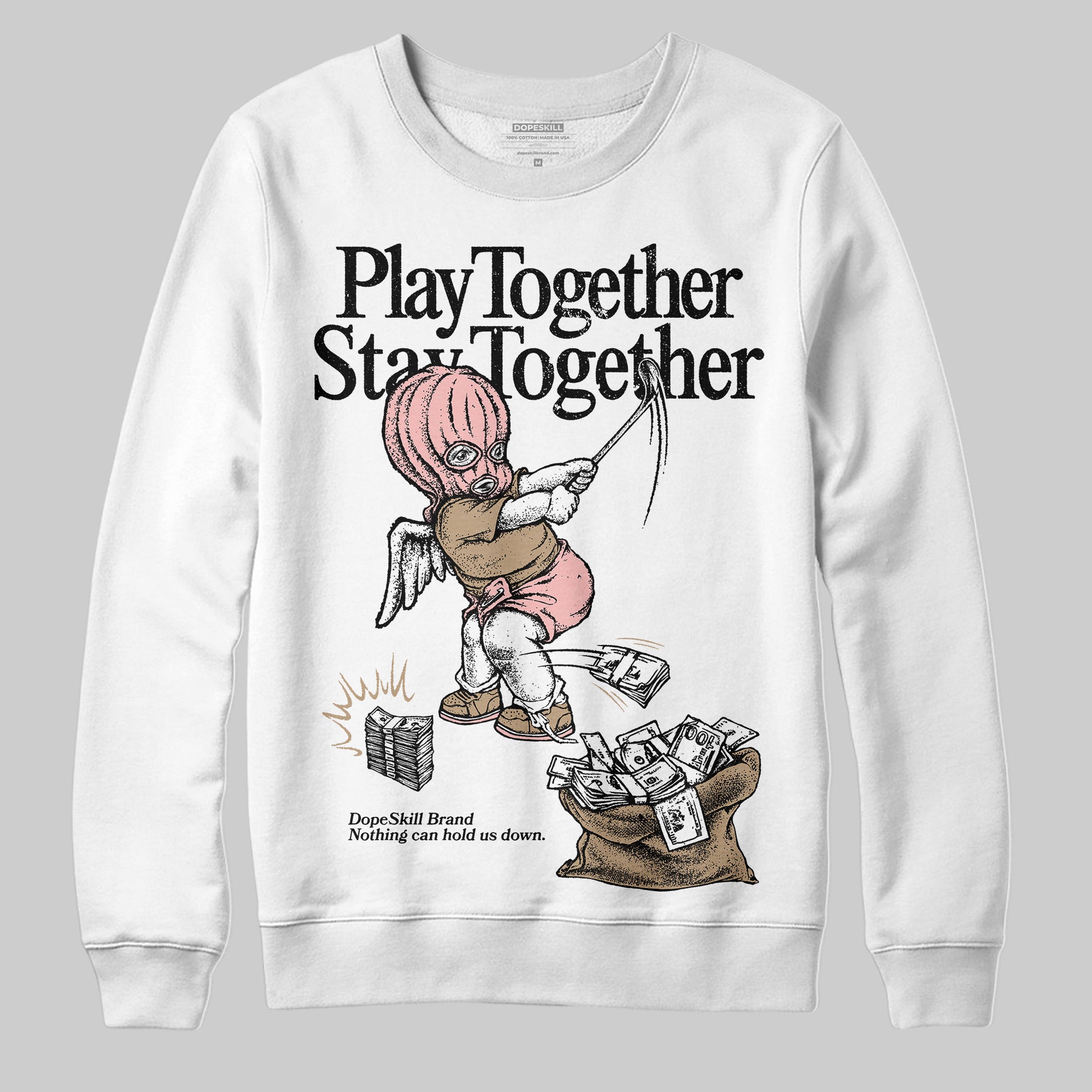 Nike Air Force 1 Low Canvas “Linen” DopeSkill Sweatshirt Play together, Stay together Graphic Streetwear - White 