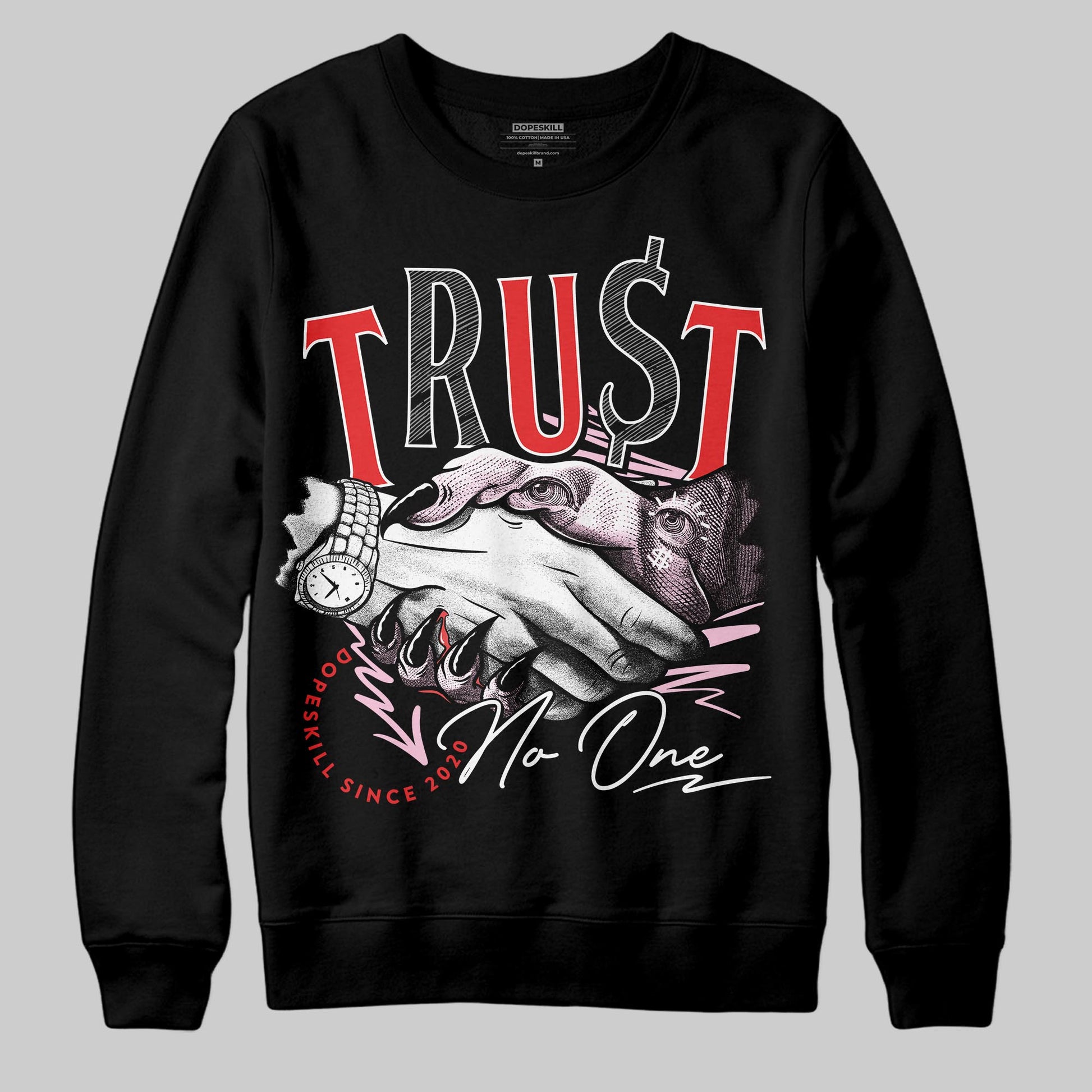 Awake NY x Air Jordan 5 Arctic Pink DopeSkill Sweatshirt Trust No One Graphic Streetwear - Black