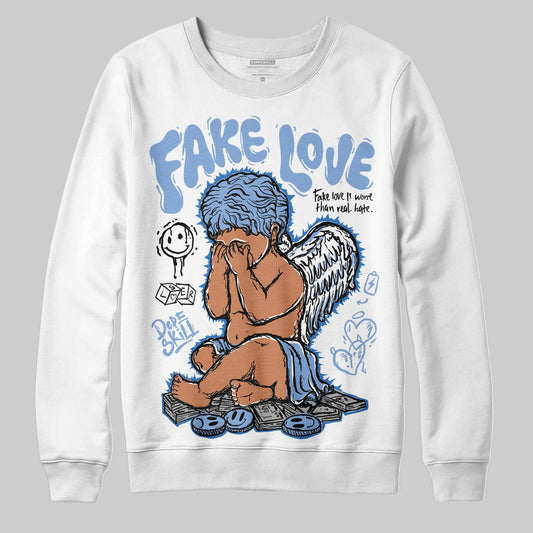Jordan 4 WMNS 'Forget Me Not' DopeSkill Sweatshirt False Love Graphic Streetwear - White
