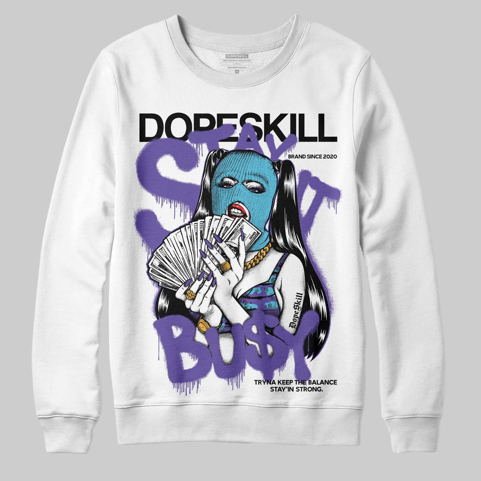Jordan 8 Retro 'Aqua' 2025 DopeSkill Sweatshirt Stay It Busy Graphic Streetwear - White