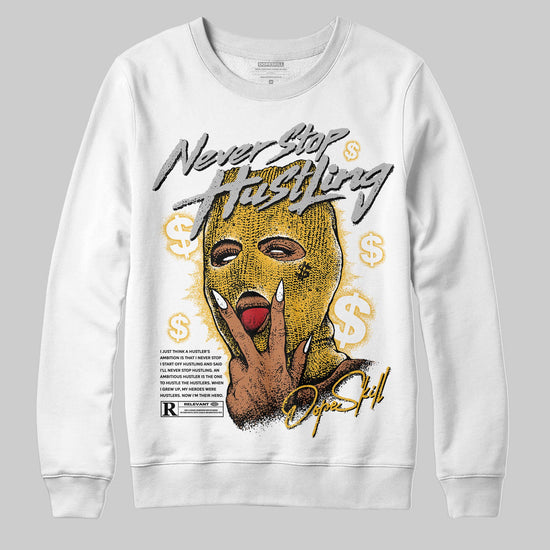 Jordan 5 'Tokyo' DopeSkill Sweatshirt Never Stop Hustling Graphic Streetwear - White 