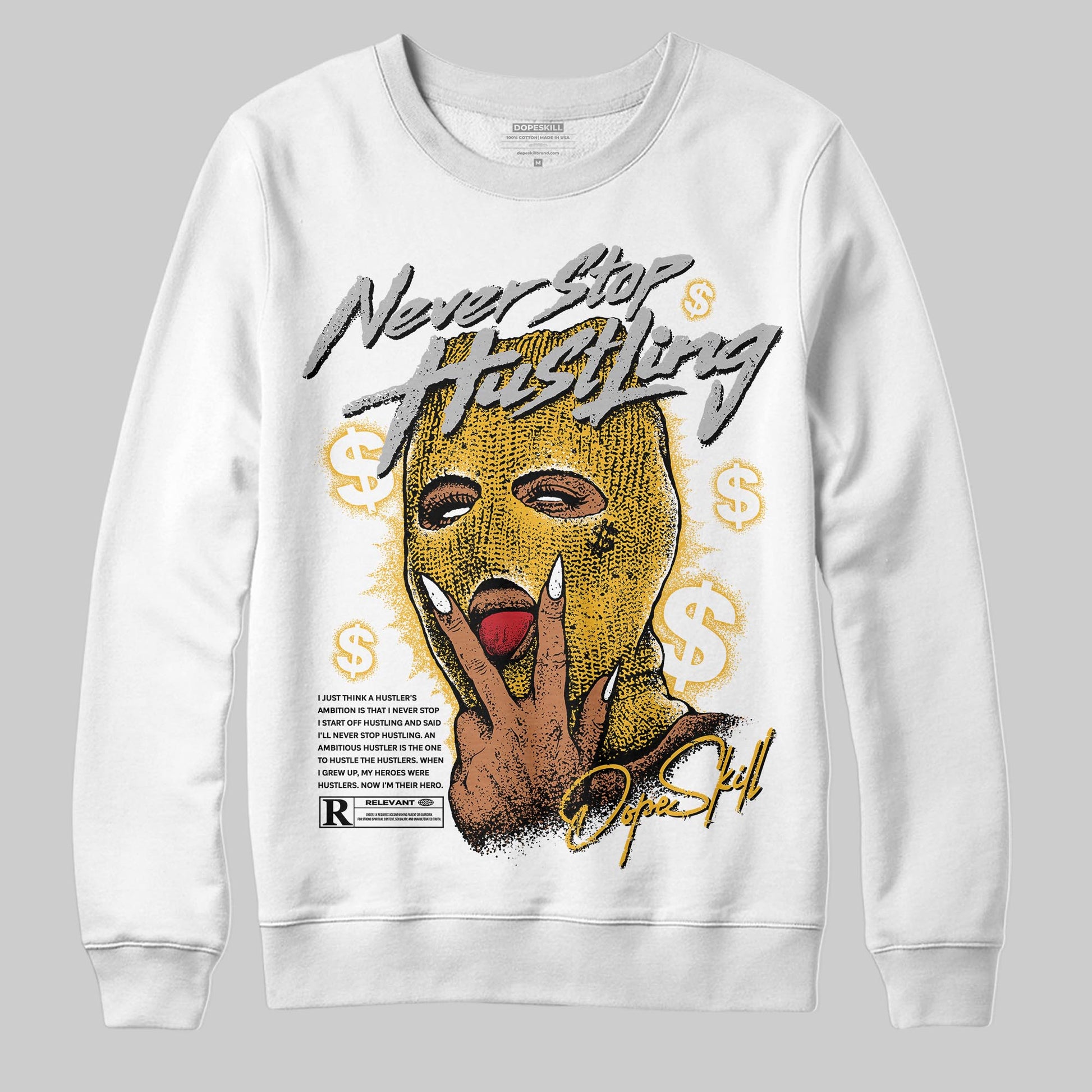 Jordan 5 'Tokyo' DopeSkill Sweatshirt Never Stop Hustling Graphic Streetwear - White 